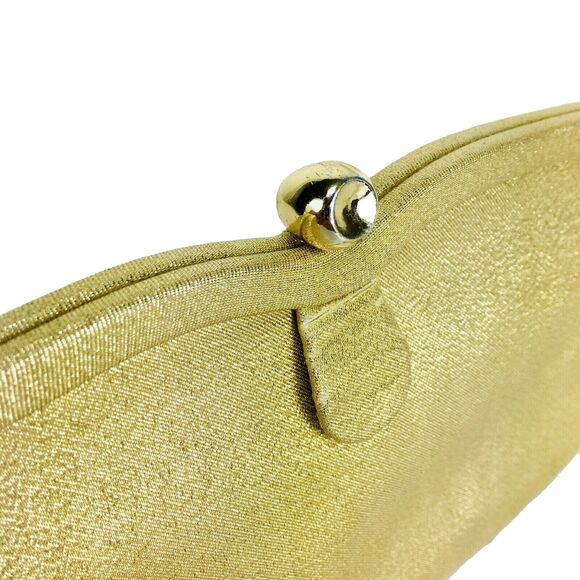Vintage 50s Metallic Gold Handbag Clutch Purse Evening Bag - Picture 2 of 8